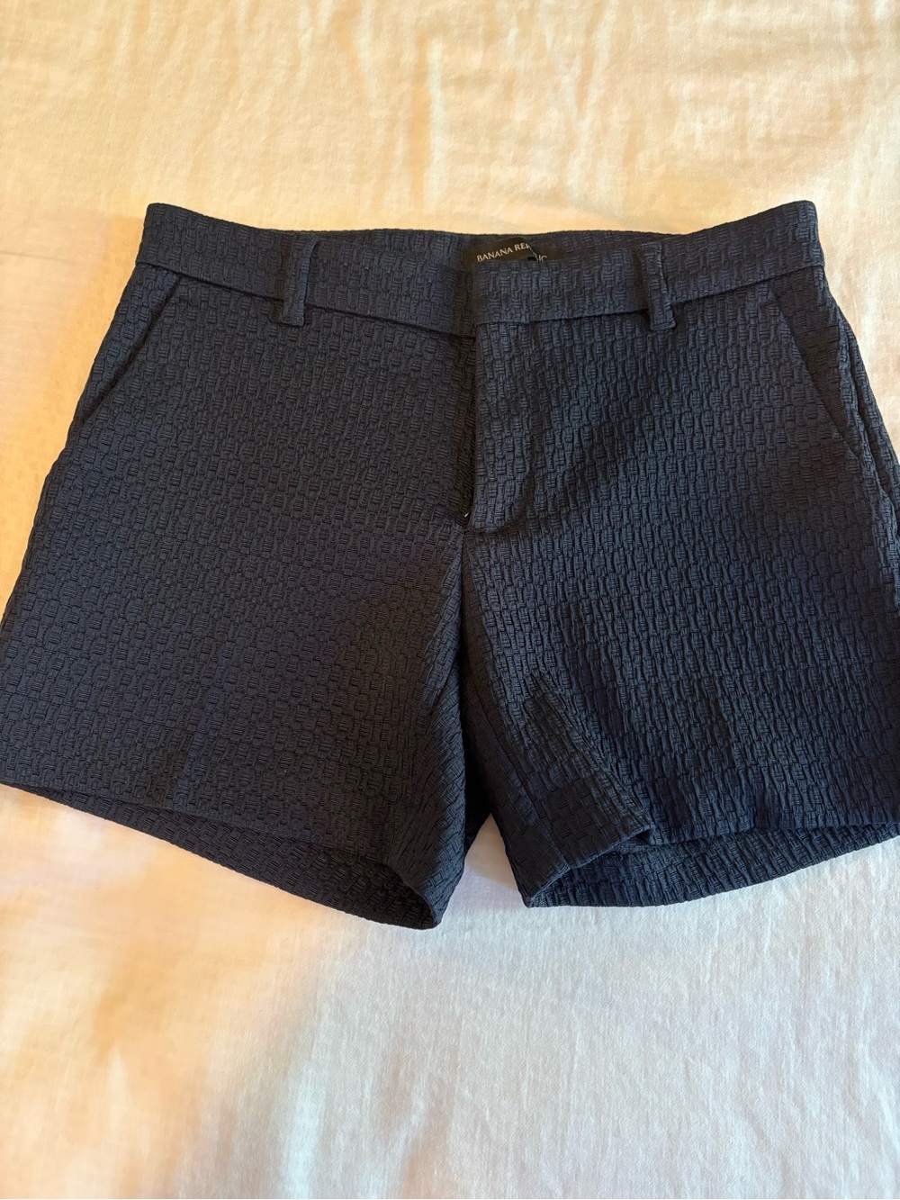 Banana Republic Navy Blue Textured Bermuda Shorts